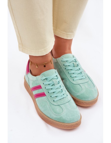 Women's Leather Suede Sneakers S.Barski LR61-7089 Mint