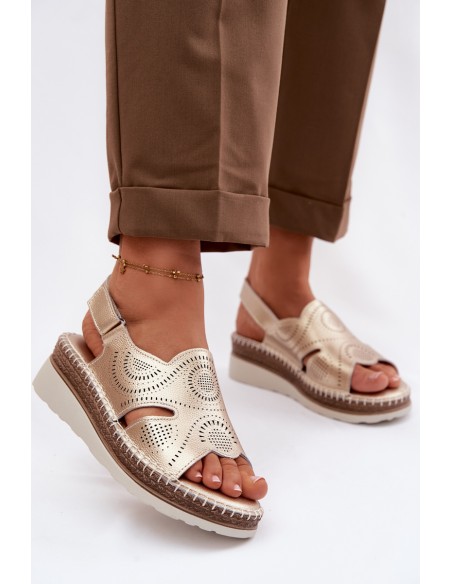 Leather Platform Sandals S.Barski GR61-5916 Gold