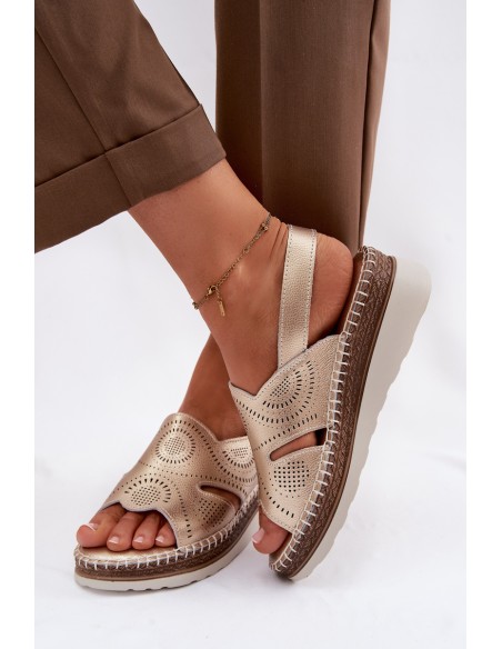 Leather Platform Sandals S.Barski GR61-5916 Gold