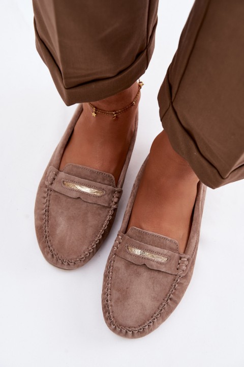 Women's Flat Loafers Made of Natural Suede S.Barski LR61-7029 Brown