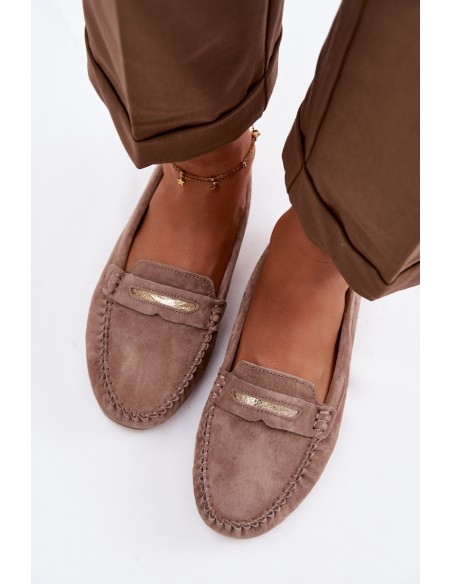 Women's Flat Loafers Made of Natural Suede S.Barski LR61-7029 Brown