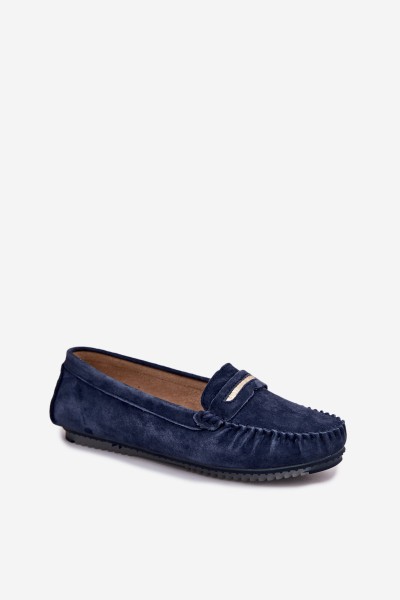 Women's Flat Loafers Made of Genuine Suede S.Barski LR61-7029 Navy Blue 2