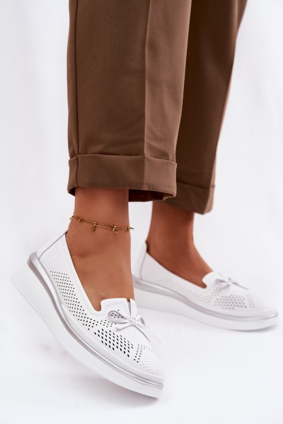 Leather Perforated Platform Shoes S.Barski LR61-7043 White
