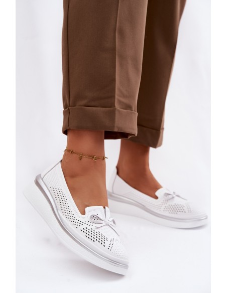 Leather Perforated Platform Shoes S.Barski LR61-7043 White