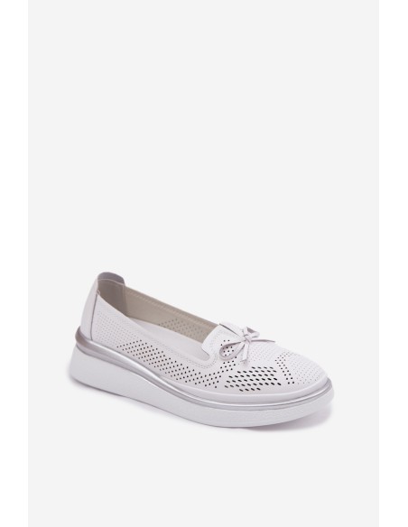 Leather Perforated Platform Shoes S.Barski LR61-7043 White