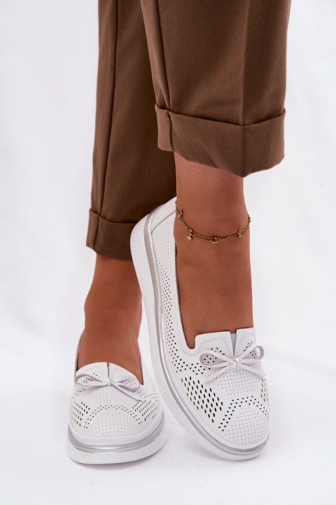 Leather Perforated Platform Shoes S.Barski LR61-7043 White