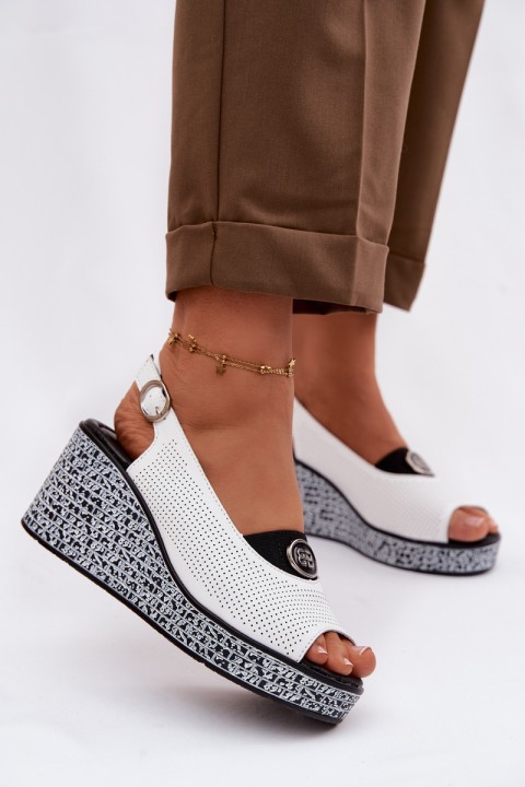 Leather Platform Sandals S.Barski LR61-7010 White