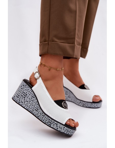 Leather Platform Sandals S.Barski LR61-7010 White