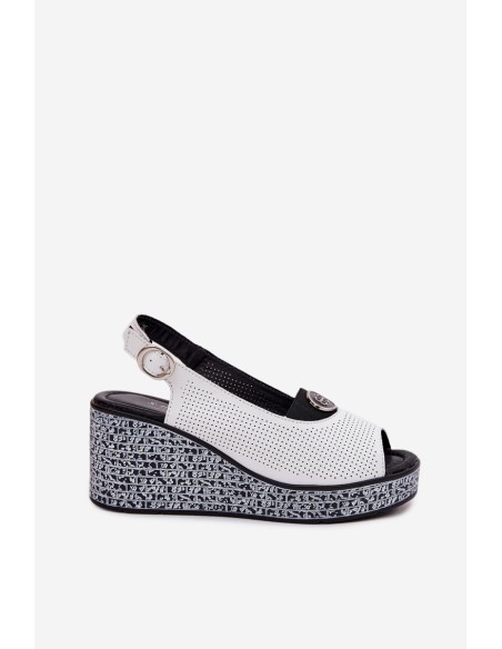 Leather Platform Sandals S.Barski LR61-7010 White