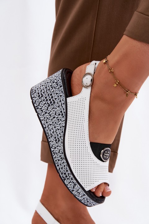 Leather Platform Sandals S.Barski LR61-7010 White