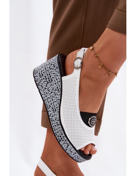 Leather Platform Sandals S.Barski LR61-7010 White