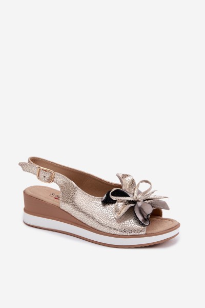 Leather Platform Sandals With Embellishment S.Barski GR61-5988 Gold 2