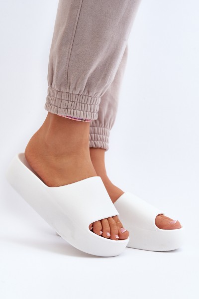 Women's Thick Sole White Slides Oreithano