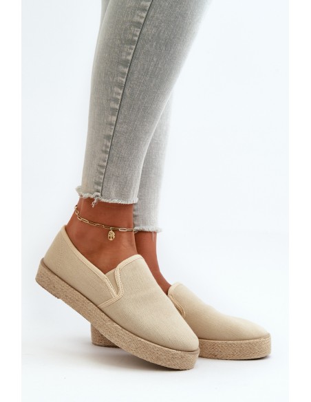 Women's Beige Platform Espadrilles Naloenma