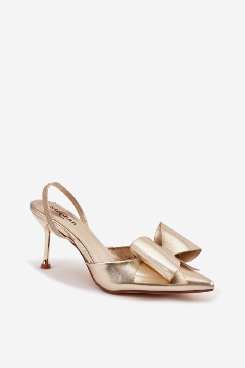 Heels with open heels and bow golden Eklevia