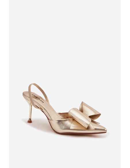 Heels with open heels and bow golden Eklevia