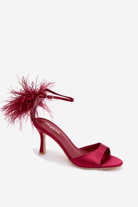 High Heel Sandals With Feathers Bordeaux Caelina
