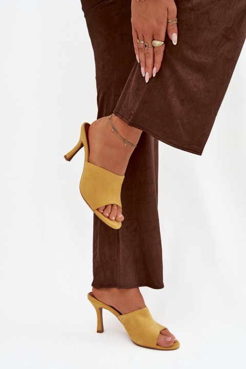 Women's Slip-On Shoes with Heel Made of Eco Suede Yellow Isolia