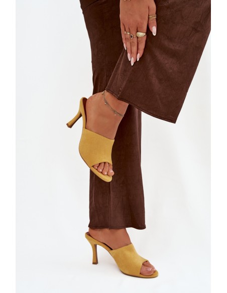 Women's Slip-On Shoes with Heel Made of Eco Suede Yellow Isolia