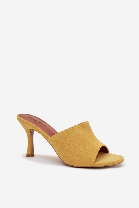 Women's Slip-On Shoes with Heel Made of Eco Suede Yellow Isolia