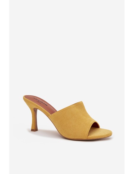 Women's Slip-On Shoes with Heel Made of Eco Suede Yellow Isolia