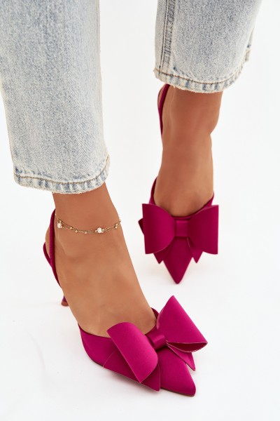 Heels with Open Heels and Bow Fuchsia Eklevia