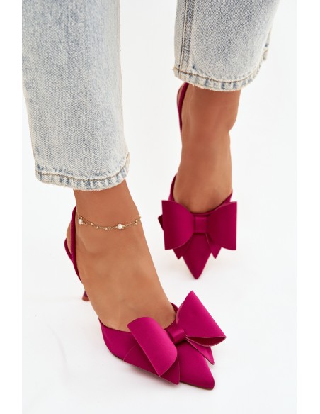 Heels with Open Heels and Bow Fuchsia Eklevia