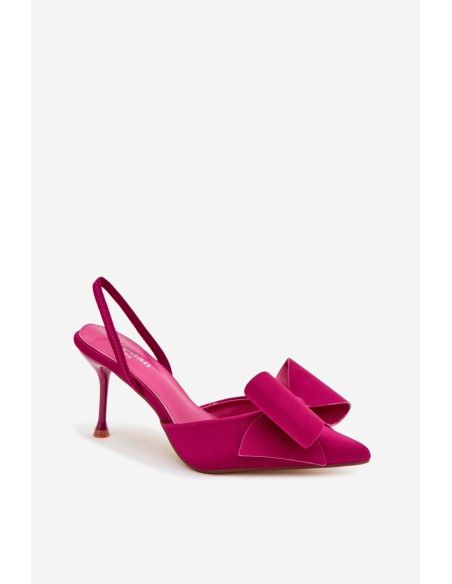 Heels with Open Heels and Bow Fuchsia Eklevia