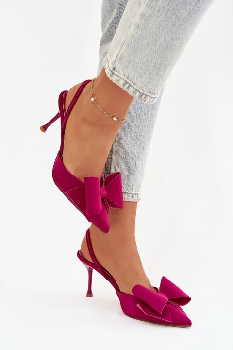 Heels with Open Heels and Bow Fuchsia Eklevia