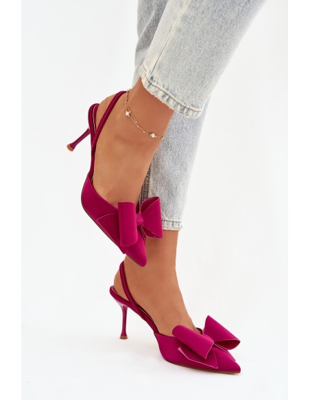 Heels with Open Heels and Bow Fuchsia Eklevia