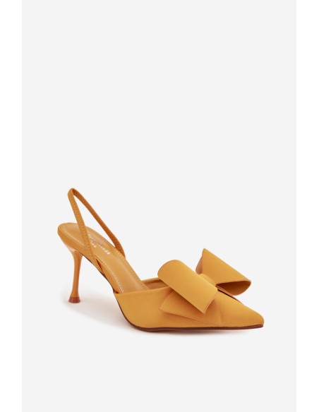 Stiletto Heels with Open Hells and Bow Yellow Eklevia