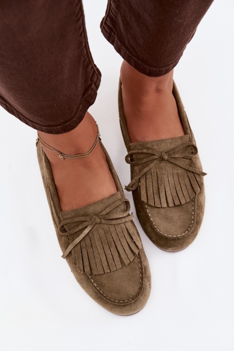 Women's Loafers with Fringes Green Janelisse