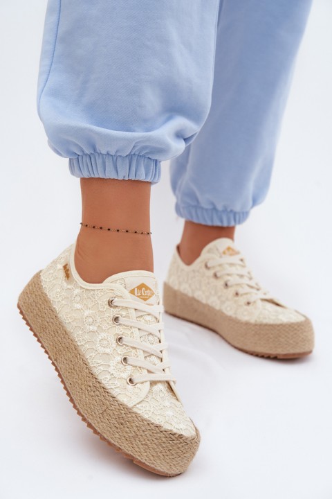 Lace Sneakers Espadrilles Platform Lee Cooper LCW-26-31-4328 Beige