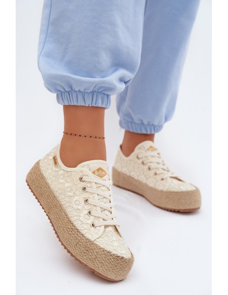 Lace Sneakers Espadrilles Platform Lee Cooper LCW-26-31-4328 Beige