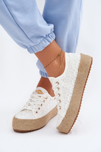 Lace Sneakers Espadrilles Platform Lee Cooper LCW-26-31-4326 White