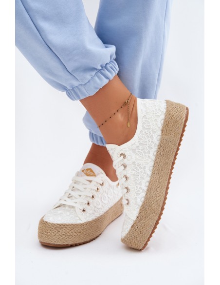 Lace Sneakers Espadrilles Platform Lee Cooper LCW-26-31-4326 White