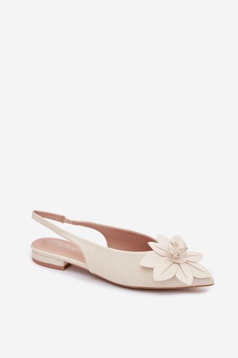 Women's Flat Heel Sandals With Decorative Flower Jasnobeżowe Telivette