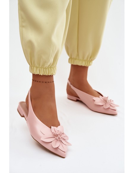 Women's Flat Heel Sandals With Decorative Flower Pink Telivette