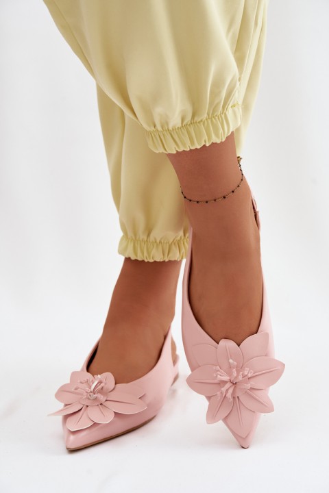 Women's Flat Heel Sandals With Decorative Flower Pink Telivette