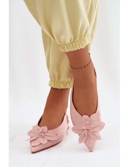 Women's Flat Heel Sandals With Decorative Flower Pink Telivette