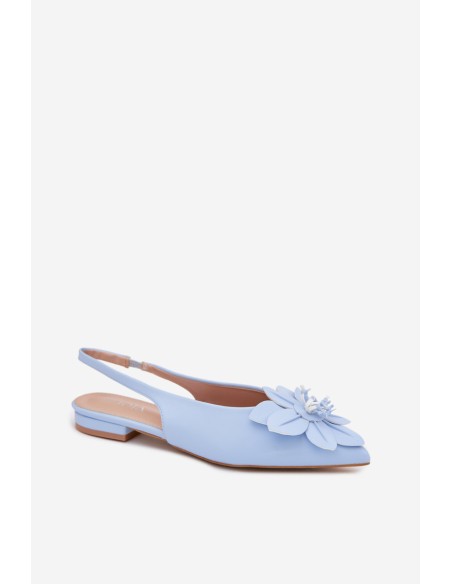 Women's Flat Heel Blue Telivette Sandals With Decorative Flower