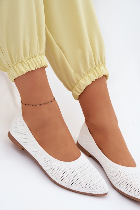 Mesh Fabric Women's Balerinas White Sarina