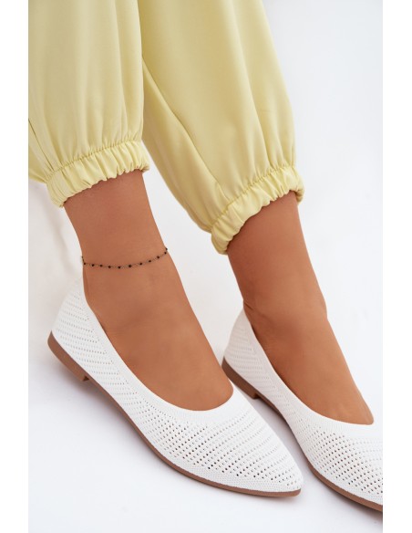 Mesh Fabric Women's Balerinas White Sarina