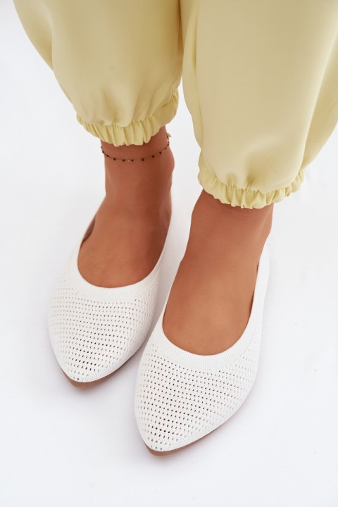 Mesh Fabric Women's Balerinas White Sarina