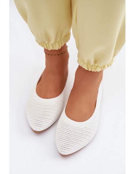 Mesh Fabric Women's Balerinas White Sarina