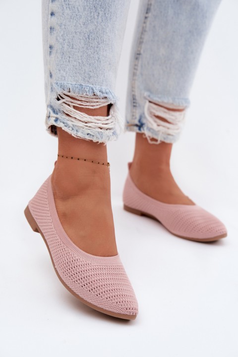 Sarina Women's Mesh Fabric Ballerinas Pink