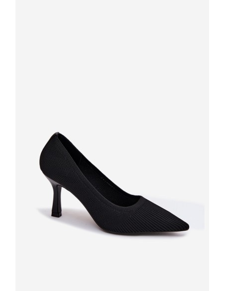 Fabric High Heels Black Pumps Lelissey