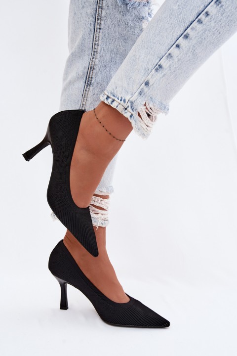Fabric High Heels Black Pumps Lelissey