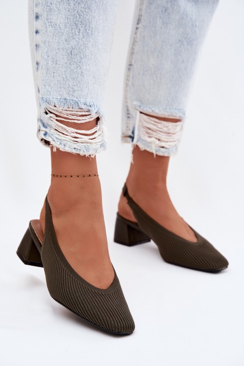 Material Women's High Heel Sandals Dark Green Marcelle