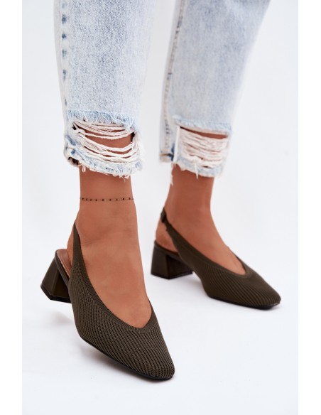 Material Women's High Heel Sandals Dark Green Marcelle